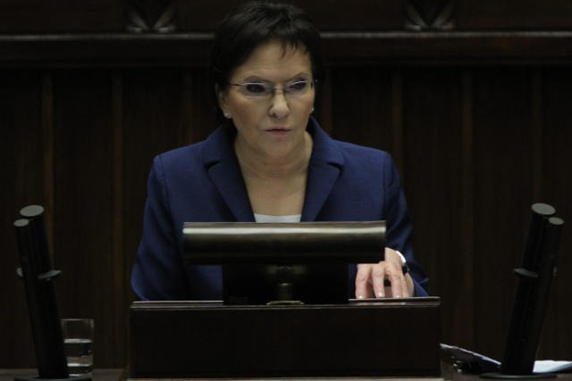 Premier Ewa Kopacz podczas wygłaszania swojego expose w Sejmie